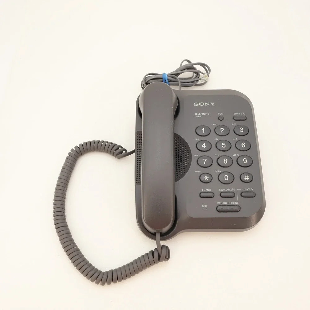 Sony IT-B9 Corded Landline Telephone with Speakerphone Gray Retro Desktop Phone